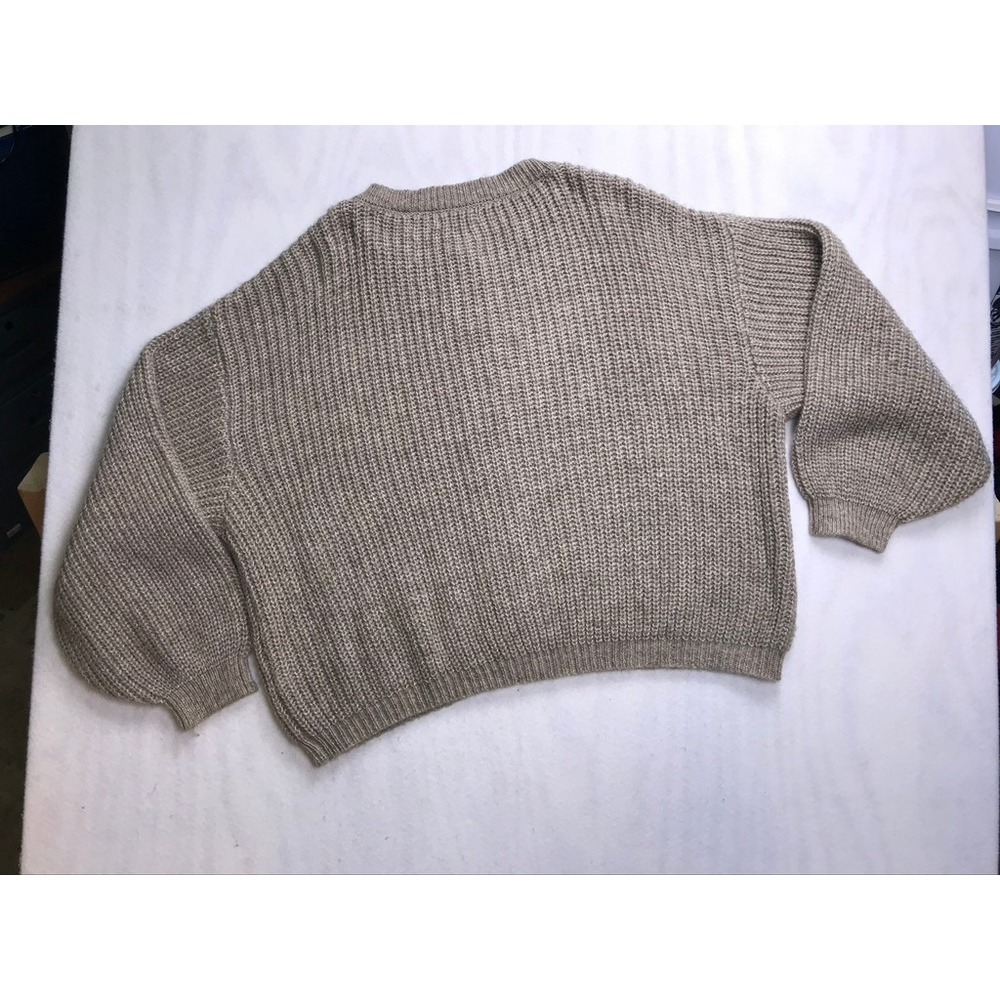 Zenana Womens 3X Oversized Cardigan Sweater Tan Ribbed Knit Lantern Sleeve - Picture 12 of 16